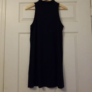 High neck sleeveless shift cotton dress